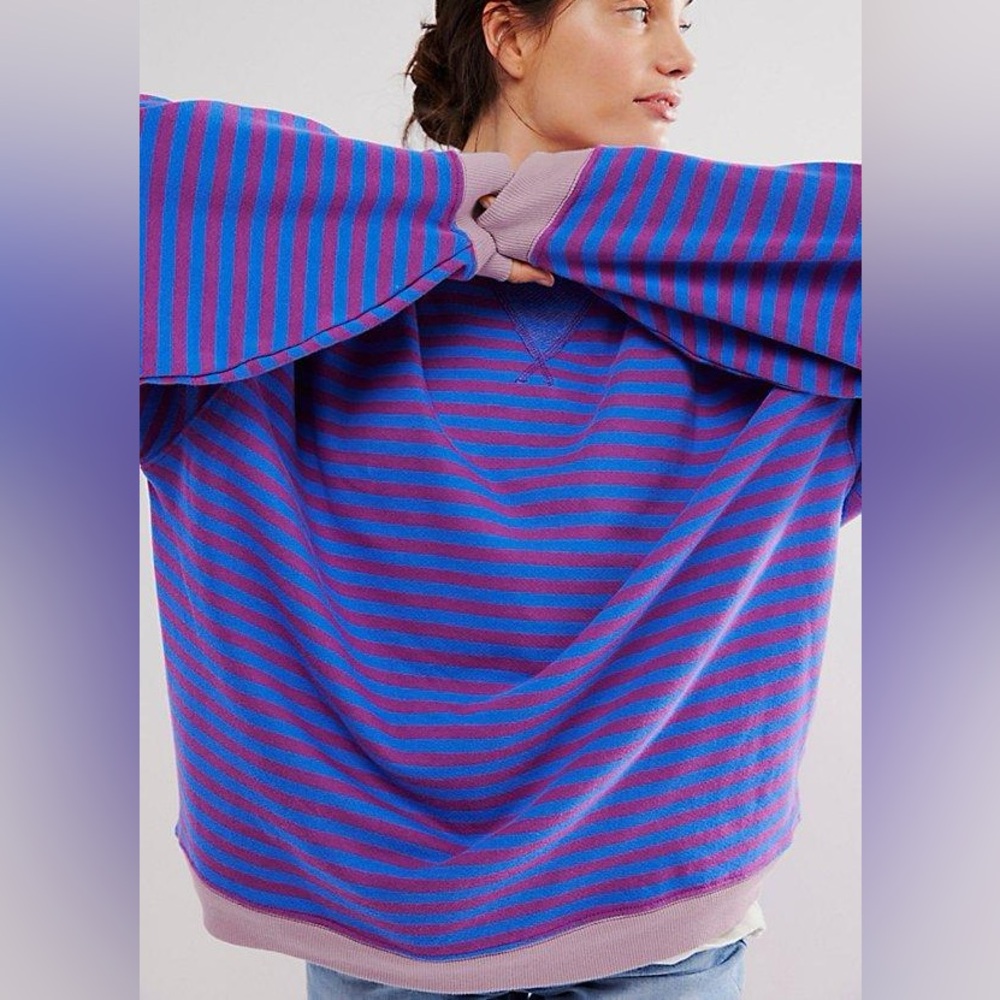 Free People Classic Striped Oversized Crewneck M